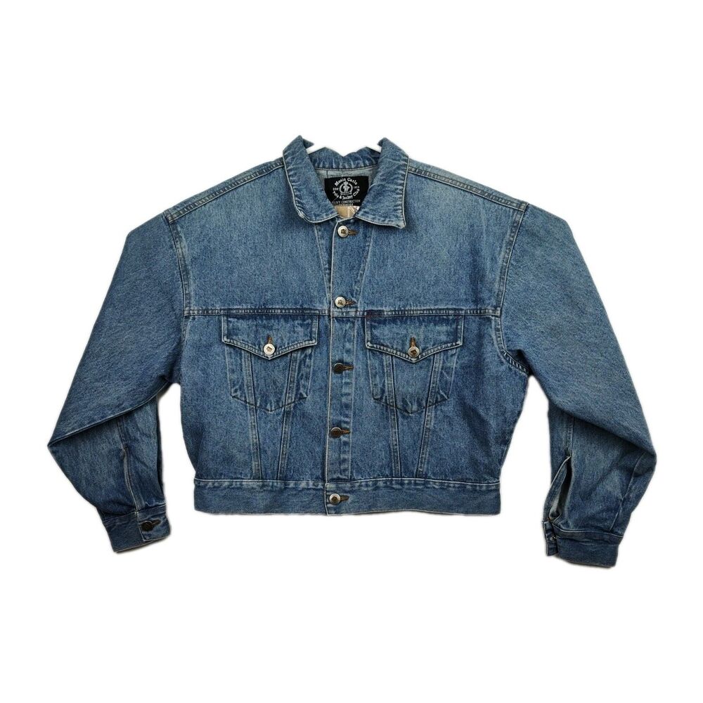 Monte Carlo denim trucker jacket, women's L, blue, heavy construction